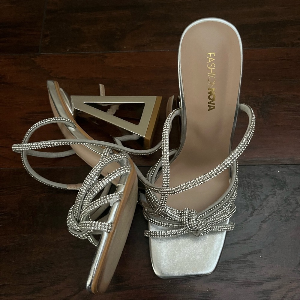 Silver Modern Heels - Picture 3 of 6